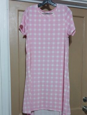 LuLaRoe Pink and White Gingham High-Low Dress